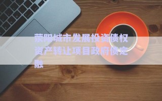 滎陽(yáng)城市發(fā)展投資債權(quán)資產(chǎn)轉(zhuǎn)讓項(xiàng)目政府債定融