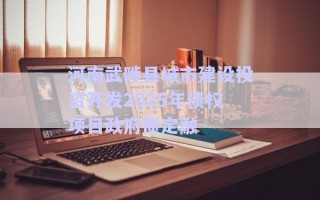 河南武陟縣城市建設投資開發(fā)2025年債權項目政府債定融
