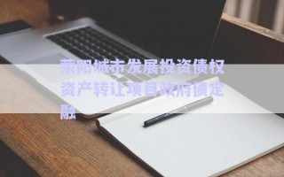 滎陽(yáng)城市發(fā)展投資債權(quán)資產(chǎn)轉(zhuǎn)讓項(xiàng)目政府債定融